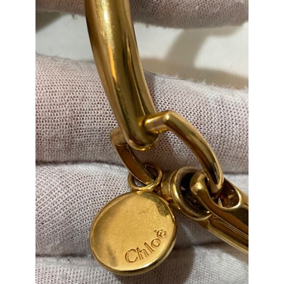 Chloe Nile Medium Bracelet Bag Motty Gray Calf Leather Logo Shoulder Crossbody - Picture 13 of 16